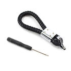 Car Accessory Hand Woven Leather Rope VIP Stereo Relief Logo Key Ring Universal