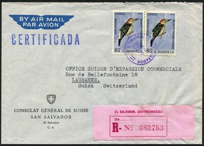 El Salvador Registered Airmail Cover to Switzerland 1964 Latin America Postage - Image 1 of 2