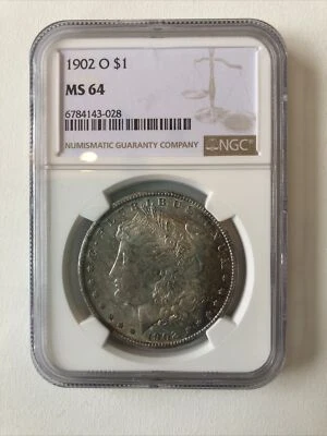 United States 1902 Silver Morgan Dollar Coin Toned NGC MS 64 - Image 1 of 4
