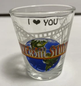 Universal Studios I ๐ค You Clear Souvenir Shot Glass W/ Film Roll & Earth Design - Picture 1 of 8