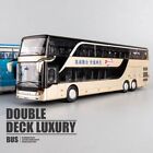 Electric Toy Double Sightseeing Bus Pull Back Vehicle Model Alloy Bus Model