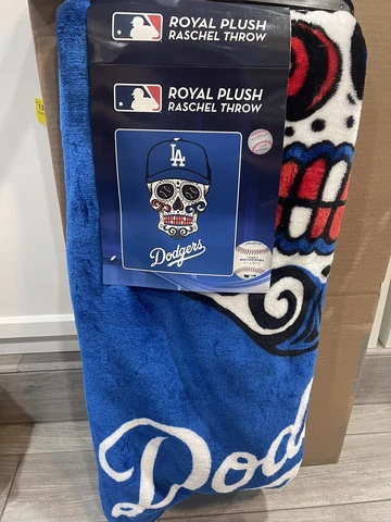 Los Angeles Dodgers Stadium Day Of The Dead Raschel Blanket 50x60 Cover