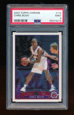 Tarjeta de novato PSA 9 CHRIS BOSH 2003-04 TOPPS CROMADA #114 RC *COMO NUEVA* CALOR Foto 1 de 2