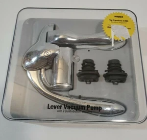 Rabbit Wine Preserver Sterling Lever Vacuum Pump 2 Push Stoppers Metrokane - Picture 1 of 7