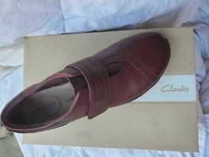 Clarks Everlay Dixie Damenschuhe burgunderrot Leder flache Schuhe 9 neu - Bild 1 von 3