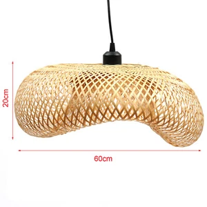 Bamboo Wicker Rattan Shade Pendant Light Fixture Art Asian Hanging Ceiling Lamp - Picture 1 of 11
