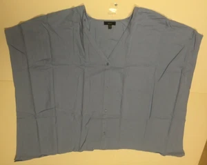 Túnica para mujer talla grande mezcla de lino manga Dolman azul talla 4X - Imagen 1 de 9