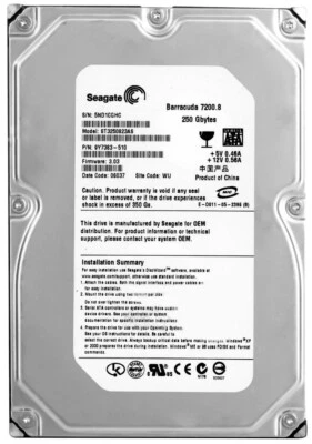 Hard Drive Seagate barracuda ST3250823AS 250GB 7200U/Min 8MB SATA II 3.5'' Inch - Image 1 of 4