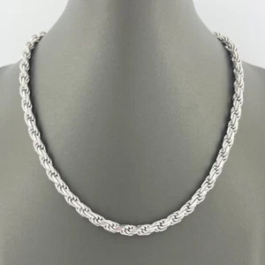 925 Sterling Silber Diamantschliff Seil Kette 5 mm Herren Halskette Rhodiniert - Bild 1 von 12