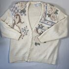 Vintage Marisa Christina Hand Knit Cardigan Sweater Floral Pearl Buttons M