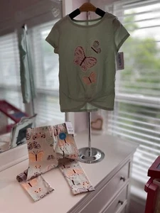 NWT Carter's Kid Girls, Two-piece Butterfly Shirt & Capri Set, Size 6/6X - Picture 1 of 4