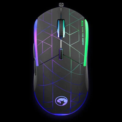 MARVO Scorpion M115 BLACK USB PC Mouse Backlit 7 Color 4000 DPI  1.5m cable -F33 - Image 1 of 3