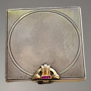 WAB Maker's Mark American Silver & 14k Yellow Gold Ruby’s Compact Case Rare !! - Picture 1 of 21