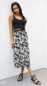 Anthropologie Eva Franco Daisy Tiered Midi Skirt Daisy Skirt Size L - Picture 1 of 11