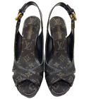 Louis Vuitton LV Women's Monogram Slingback Wedge Sole Sandals in Black Size 36