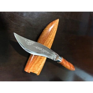 5-in Aranyik Hiking Knife Stainless Steel Engraved with Amulet, Rosewood Sheath - Picture 1 of 8