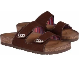New Skechers Women's Luxe Foam Relax Fit Two Strap Granola Sandals Chocolate 8 - Picture 1 of 6