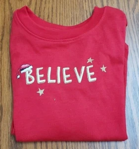 Jammies Pyjama Oberteil 3T Rot Believe mit Nikolausmütze auf dem Buchstaben B Langarm Neu - Bild 1 von 2