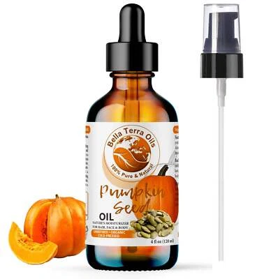 BELLA TERRA OILS Organic Cold-Pressed Pumpkin Seed Oil 100% Pure Skin Hair Nails Face, High Zinc