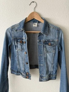 H & M Denim Blue Jean Jacket Girls Size 10 - 11 yrs Medium Wash - Picture 1 of 12