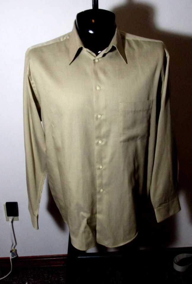 Camisa de Vestir ALFANI Bronceada Mezcla Tencel/Lyocell Talla 16/34-35 Foto 1 de 4