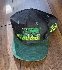 John Deere Company Maximizer Collectible Cap Hat with Combine Image Black/Green - Picture 1 of 4