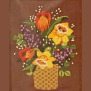 Vintage Needlepoint Sunset Designs Jiffy Stitchery #222 "Tulipanes y Lilas" - Imagen 1 de 9