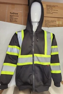 Hi Vis Hoodie Class 2  Safety Work Shirt Sweatshirt  Black  - Picture 1 of 7