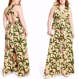 NEW Women's Aqua Bendita x Target Palm Leaves Jumpsuit Flowy XXL Plus  - Bild 1 von 6