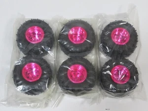 Tamiya GF-06 Event Limited H-Dump Tire Wheel Set Pink Chrome 6pcs RC Car - Picture 1 of 4