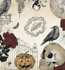 ALMOST FREE SHIPPING 2 Individual Paper Napkins (Black & White Skull, Bird) - Picture 1 of 4
