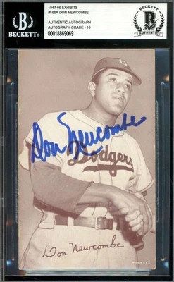 Don Newcombe Gem Mint 10 Beckett BAS Signed 1947-66 Exhibit Postcard Rookie Auto - Image 1 of 2