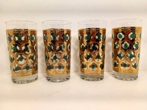 Georges Briard 22 Karat Gold & Green Highball Glasses - Picture 1 of 22