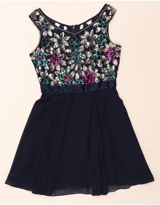 VIRGOS LOUNGE Mujer Vestido Columpio Sin Mangas Reino Unido 12 Mediano Azul Marino Floral JO18 Foto 1 de 3