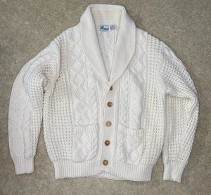 Cárdigan Suéter Tejido Cuello Chal Abotonado 2X Blanco HABAND De Colección Para Hombre - Imagen 1 de 8