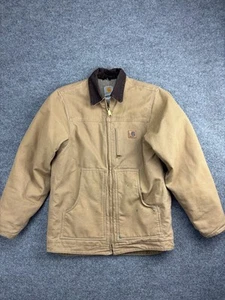 Carhartt Sherpa Lined Jacket Boys' XL (14/16) Tan Full Zip Collar Pockets Canvas - Picture 1 of 7