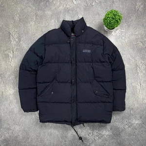 Men’s Vintage Levi’s Down Jacket Puffer Black Nylon Size L - Picture 1 of 15