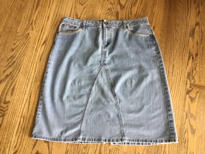 Cato Womens 16W Jean Denim At/Below Knee Skirt Pocket Embroider Western Cowgirl - Image 1 of 4