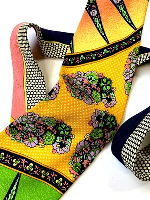 GIANNI VERSACE VINTAGE AÑOS 90 FLORES SUNBURST ARTE POP CORBATA PUNTOS FLORALES SOL ITALIA Foto 1 de 4