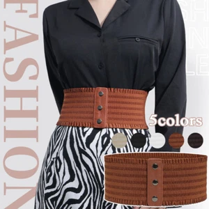 Damas Ancho Elástico Cinturón Hebilla Corsé Mujeres Elástico Cintura Vestido Cintura - Imagen 1 de 19