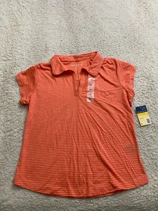 High Sierra Women Striped Short Sleeve T-Shirt Orange Size L Cotton - Picture 1 of 6