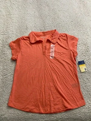 Camiseta High Sierra Mujer Rayas Manga Corta Naranja Talla L Algodón Foto 1 de 4