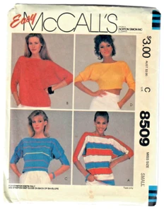 McCall's 8509 Sewing Pattern Pullover Knit Top T-Shirt Dolman Sleeves Miss 10-12 - Picture 1 of 4