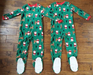 Lote 2 Pijamas Carter's Verde Navidad Vellón Papá Noel Reno Talla 8 - Imagen 1 de 7