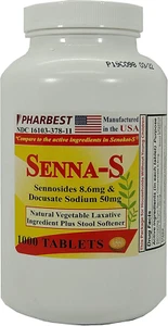 Senna Plus Vegetable Laxative with Stool Softener - 1000 Tablets 1 Bottle - Picture 1 of 5