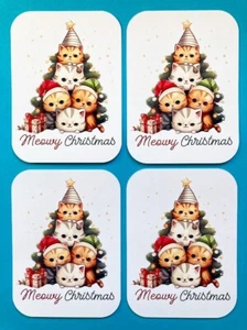 MEOWY CHRISTMAS CAT TOPPERS - 4 x Die Cuts Toppers, Card Making Kitten Tree - Picture 1 of 2