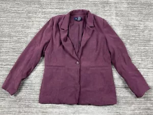 Denim & Co Womens Jeacker Womens Large Purple Suede Lined Blazer 1-Button - Picture 1 of 12