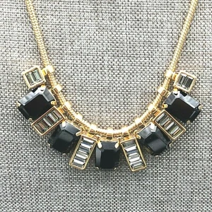 Coach Statement Necklace Gold Tone Black Gray Glass Slides Snake Chain Signed - Picture 1 of 12