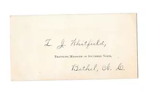 Vintage Business Card SOUTHERN VOICE PROHIBITION PAPER LJ Whitfield Bethel NC - Picture 1 of 2