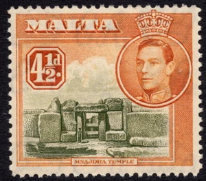 Malta 1938 4½d Olive-Green & Yellow-Brown Definitive SG 224 UNMOUNTED MINT - Picture 1 of 1